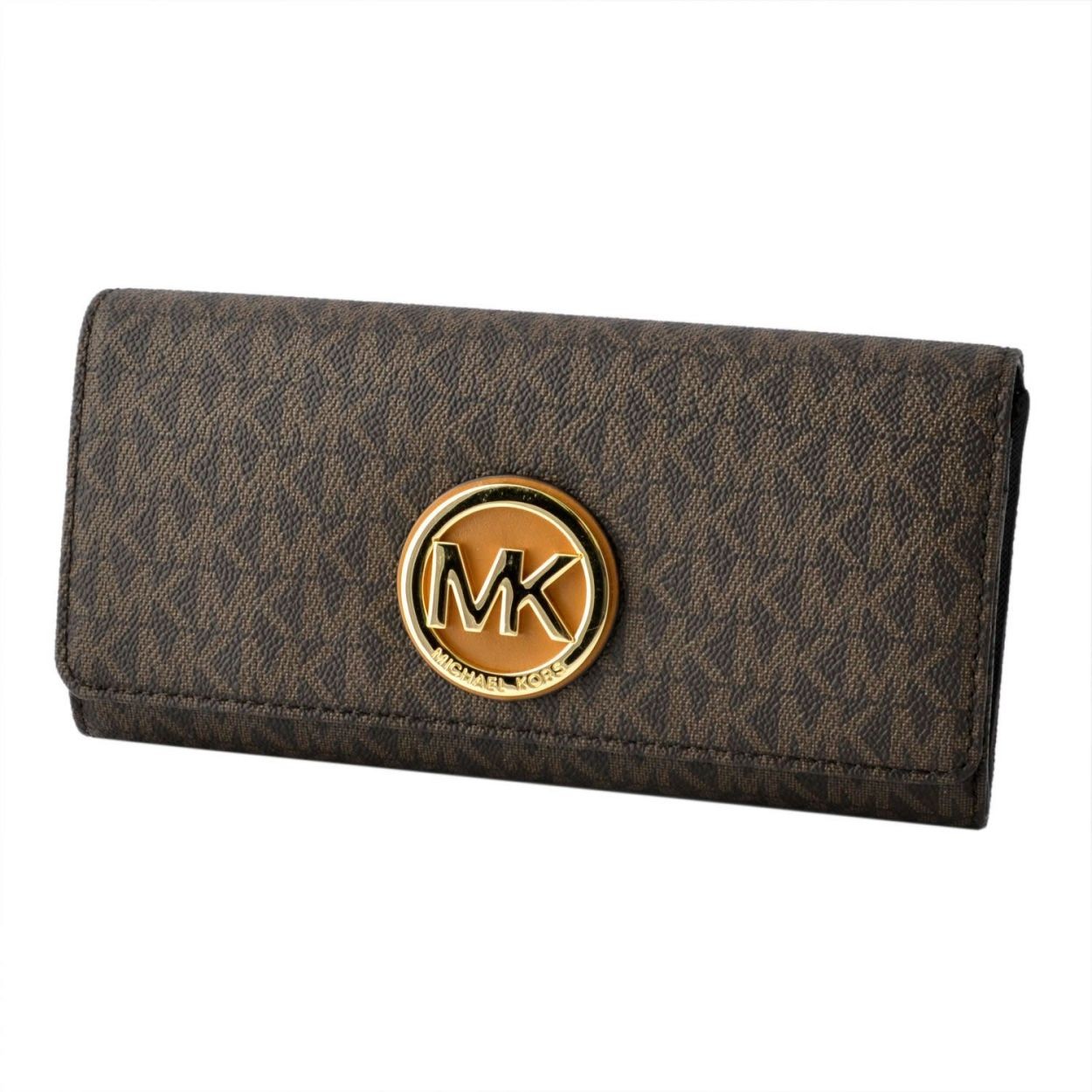 マイケルコース MICHAEL KORS 32S7GFTE3B Brown MKロゴ シグネチャー柄 二つ折り長財布 FULTON