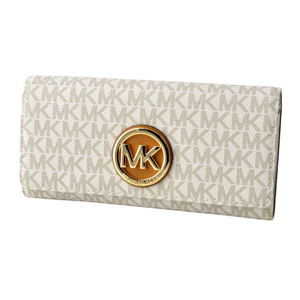 マイケルコース MICHAEL KORS 32S7GFTE3B Vanilla MKロゴ シグネチャー柄 二つ折り長財布 FULTON