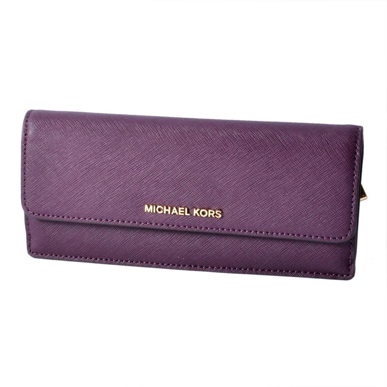 マイケルコース MICHAEL KORS 32F3GTVE7L DAMSON 背面ファスナー小銭入れ付 二つ折り長財布 JET SET TRAVEL