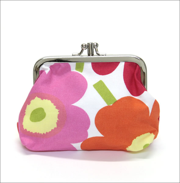 マリメッコ MINI-UNIKKO TUPLA KUKKARO  ミニウニッコ柄 がま口財布 小銭入れ ポーチ ホワイト/オレンジ 034735 201 white/orange