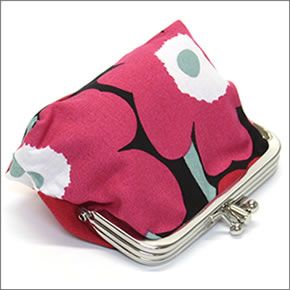 マリメッコ MINI-UNIKKO TUPLA KUKKARO  ミニウニッコ柄 がま口財布 小銭入れ ポーチ ブラック/ピンク 034735 934 black/pink