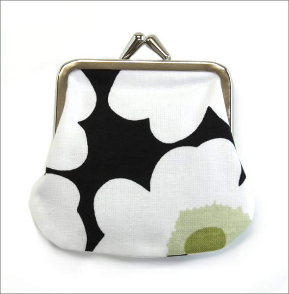 マリメッコ MINI-UNIKKO MINI KUKKARO ミニウニッコ柄 がま口 コットンパース コインケース 小銭入れ ミニ・ポーチ 034773 910 black/white/green