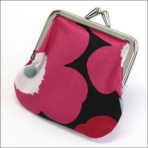 マリメッコ MINI-UNIKKO MINI KUKKARO ミニウニッコ柄 がま口 コットンパース コインケース 小銭入れ ミニ・ポーチ 034773 934 black/pink/red
