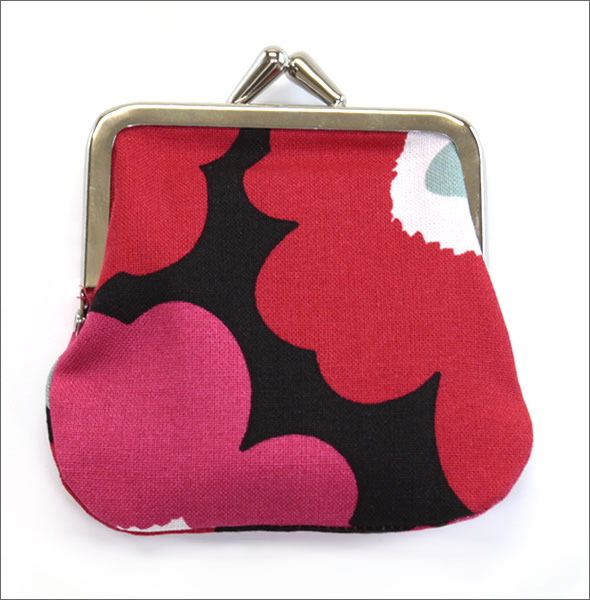 マリメッコ MINI-UNIKKO MINI KUKKARO ミニウニッコ柄 がま口 コットンパース コインケース 小銭入れ ミニ・ポーチ 034773 934 black/pink/red
