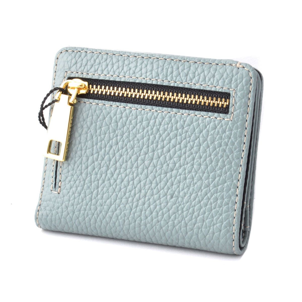 マークジェイコブス MARC JACOBS M0008452-453 Dolphin Blue ゴッサム パスケース付 二つ折りミニ財布 Gotham Open Face Billfold