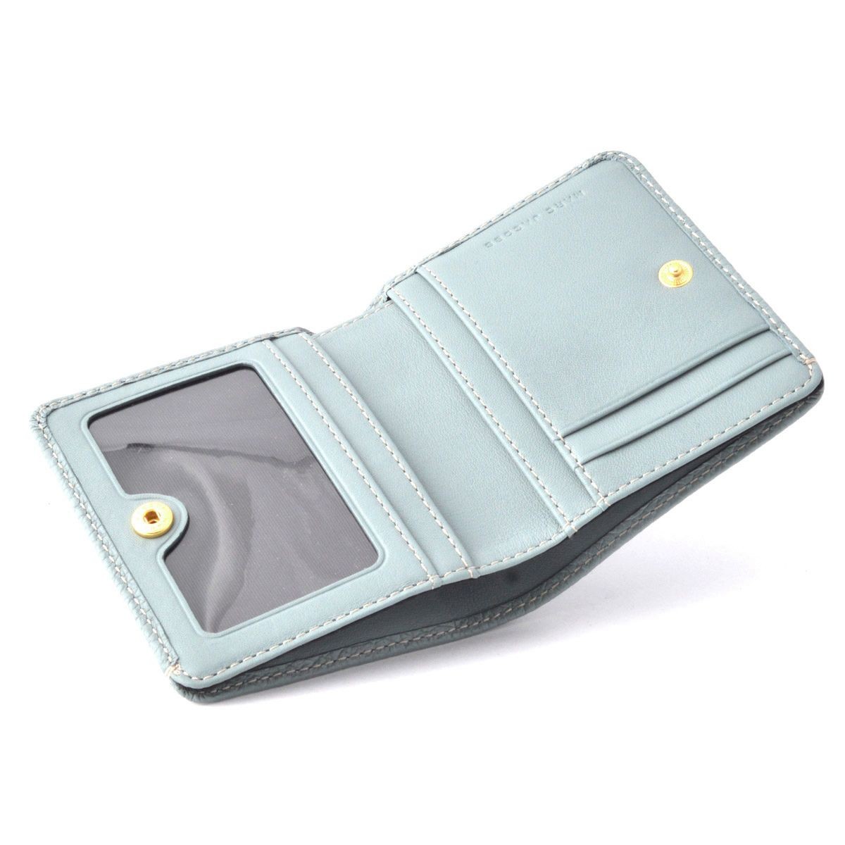 マークジェイコブス MARC JACOBS M0008452-453 Dolphin Blue ゴッサム パスケース付 二つ折りミニ財布 Gotham Open Face Billfold