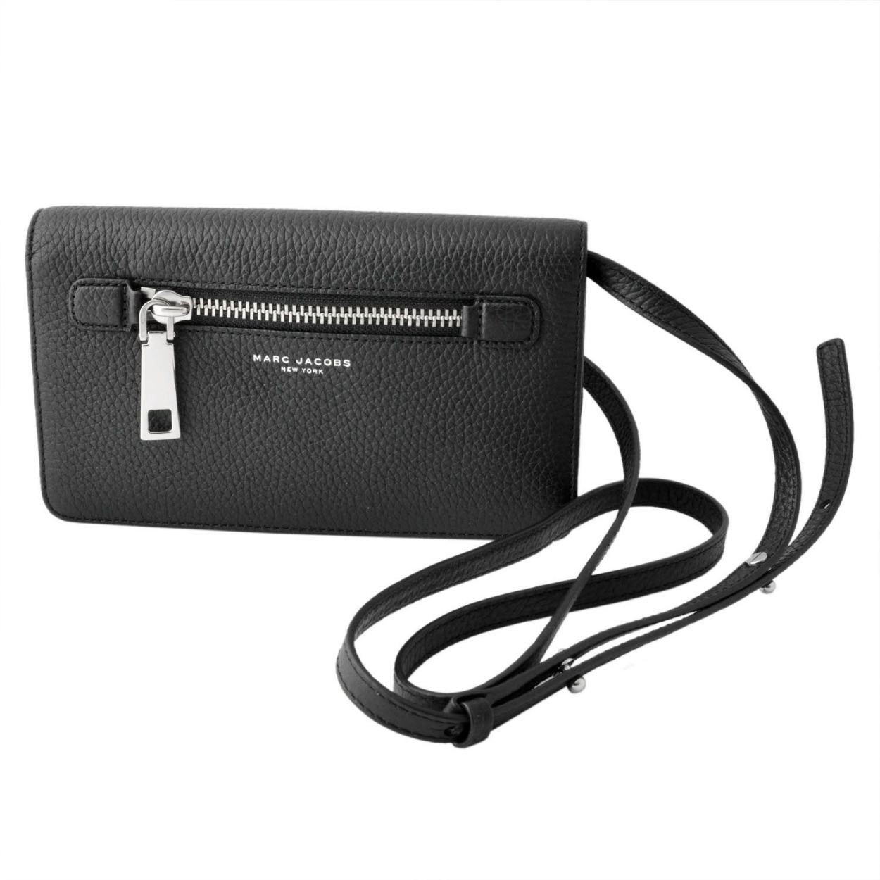 マークジェイコブス MARC JACOBS M0008464-001 Black ゴッサム ショルダーストラップ付 長財布 クロスボディ Gotham Wallet With Leather Strap