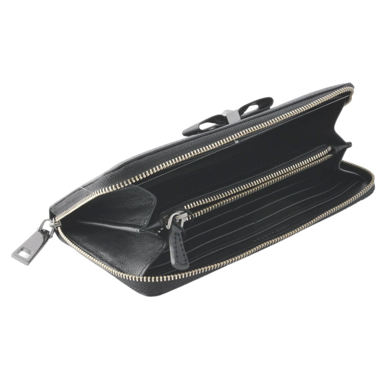 マークジェイコブス MARC JACOBS M0011220-001 Black リボンモチーフ＆ピラミッドスタッズ ラウンドファスナー長財布 Bow Standard Continental Wallet