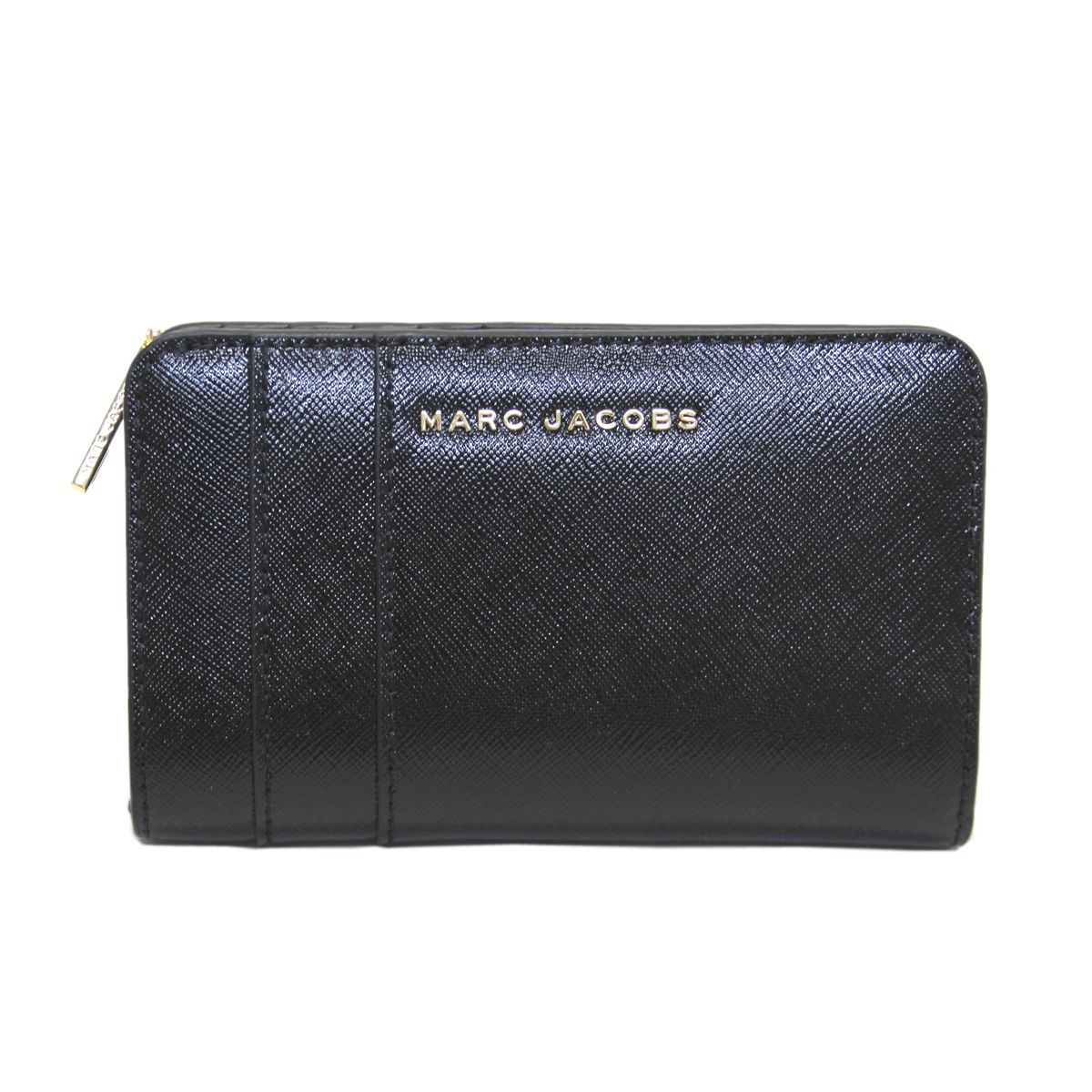 マークジェイコブス MARC JACOBS M0012050-592 Black / Berry Ｌ字ファスナー小銭入れ付 二つ折り財布 Saffiano Compact Wallet