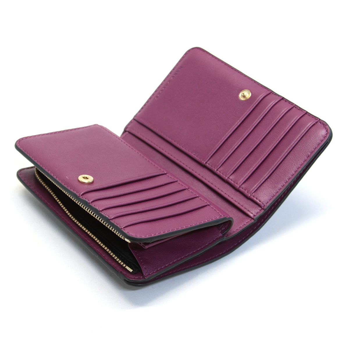 マークジェイコブス MARC JACOBS M0012050-592 Black / Berry Ｌ字ファスナー小銭入れ付 二つ折り財布 Saffiano Compact Wallet