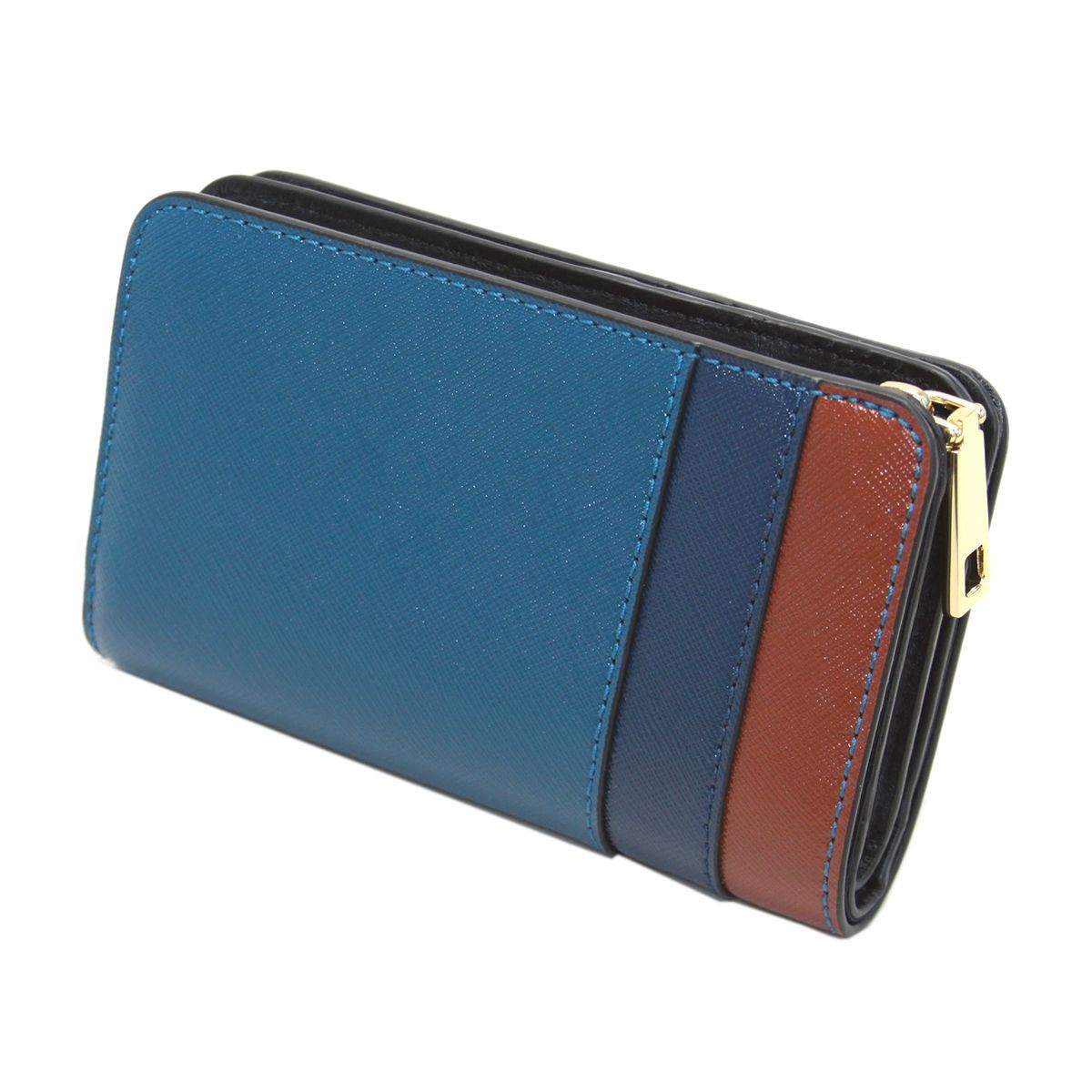マークジェイコブス MARC JACOBS M0012050-971 Bright Teal Multi Ｌ字ファスナー小銭入れ付 二つ折り財布 Saffiano Compact Wallet