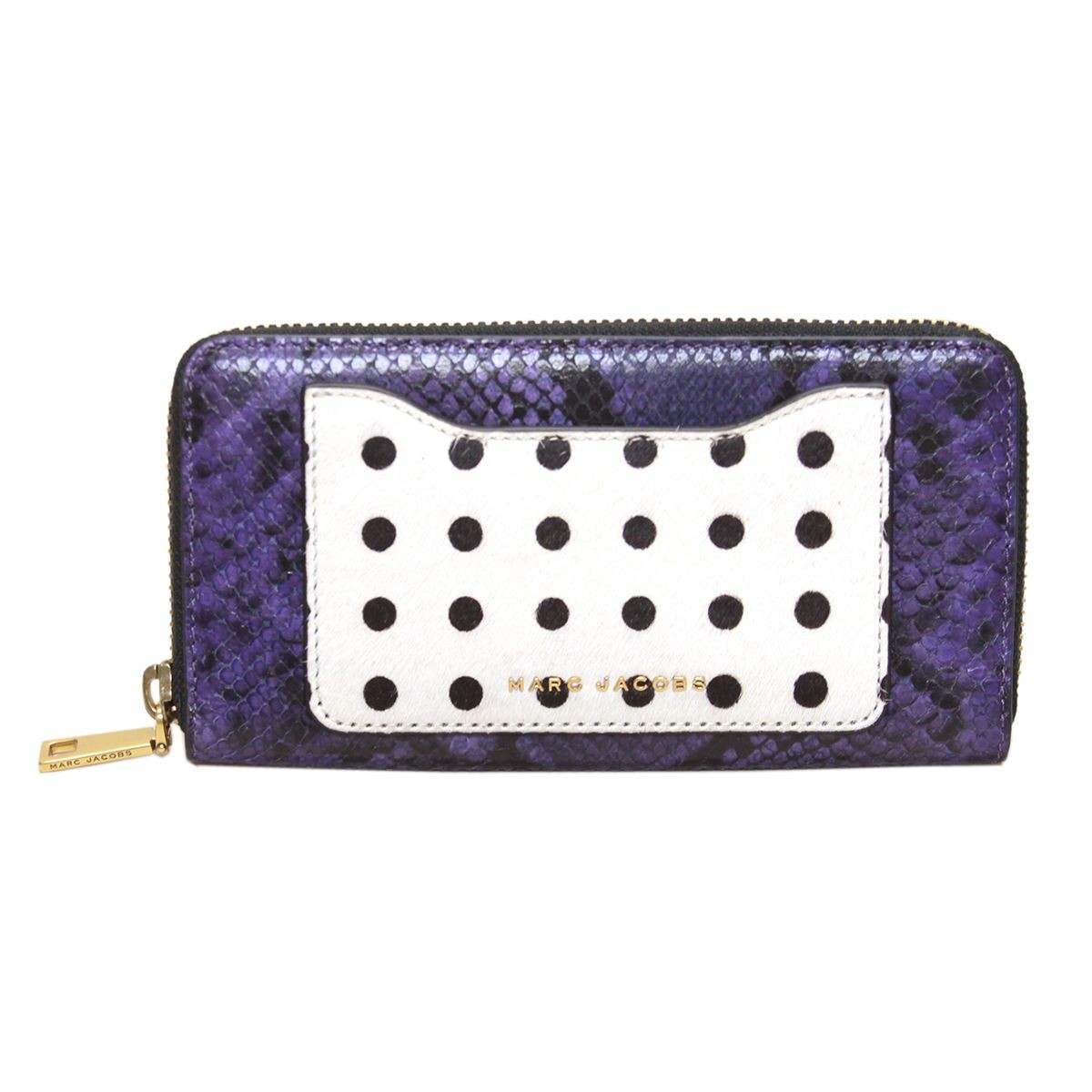 マークジェイコブス MARC JACOBS M0012092-578 Violet Multi 異素材ミックス（ドット柄ハラコ×スネーク柄×クロコ型押し） ラウンドファスナー長財布 Mix And Match Snake Standard Continental Wallet