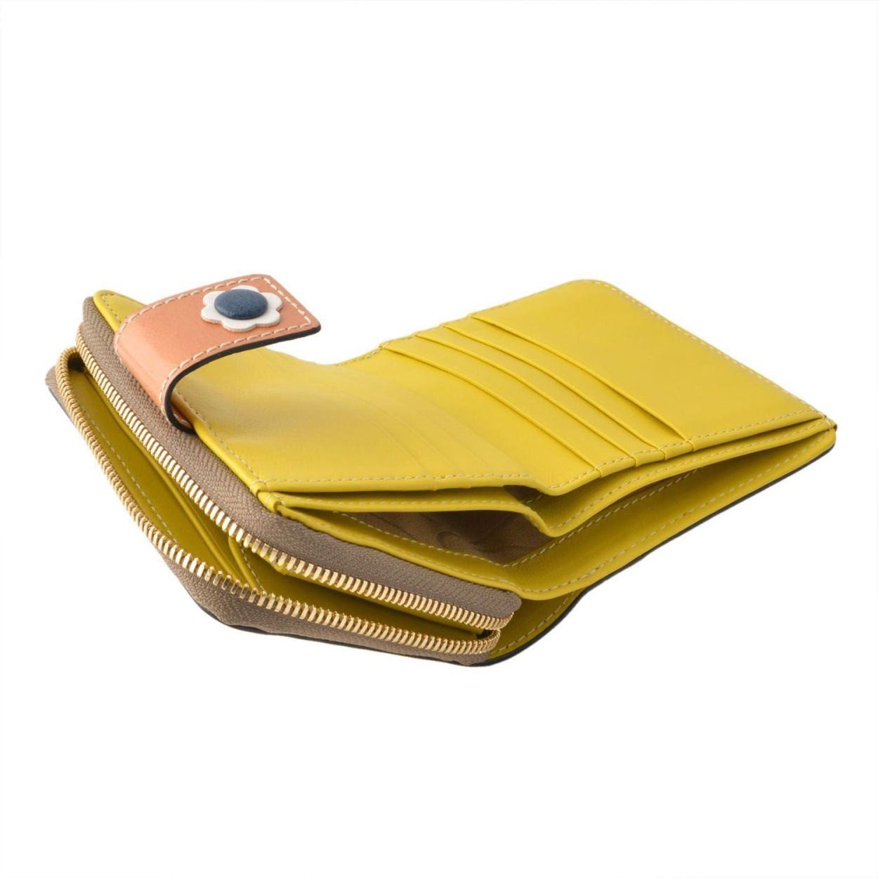 オーラカイリー Orla Kiely 17SBGFL121 Lemon ラウンドファスナー小銭入れ付二つ折り財布 GIANT FROWER Square Zip Wallet