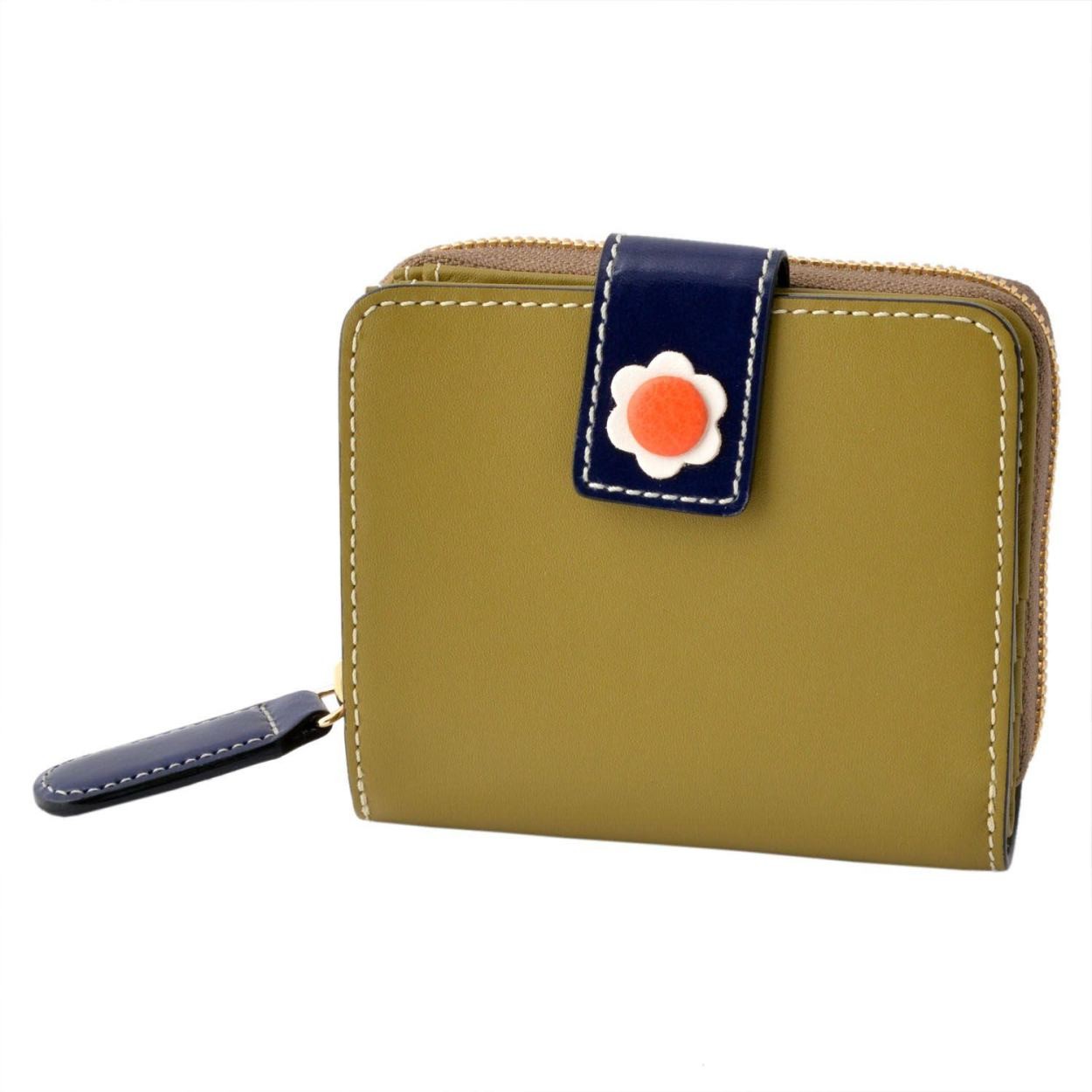 オーラカイリー Orla Kiely 17SBGFL121 Moss ラウンドファスナー小銭入れ付二つ折り財布 GIANT FROWER Square Zip Wallet