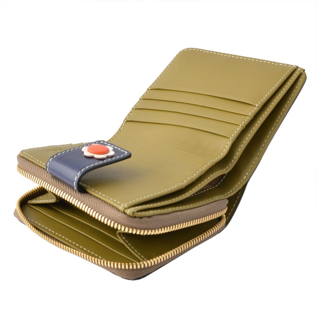 オーラカイリー Orla Kiely 17SBGFL121 Moss ラウンドファスナー小銭入れ付二つ折り財布 GIANT FROWER Square Zip Wallet