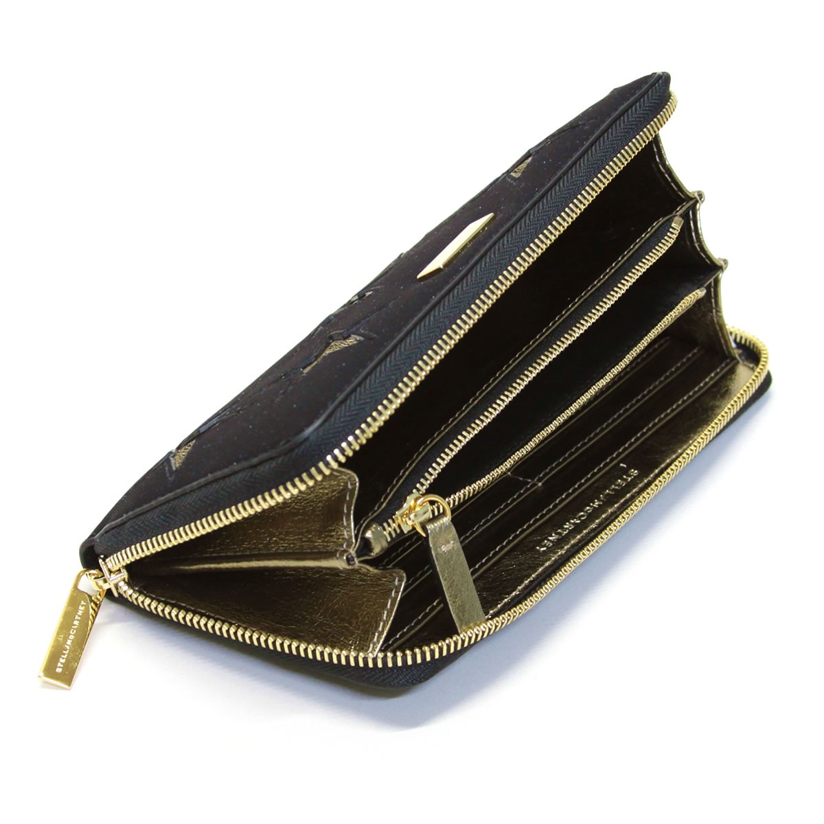 ステラマッカートニー STELLA McCARTNEY 431020 W8140 1000 スター 星型パッチワーク ラウンドファスナー長財布 Wallet Gold Stars