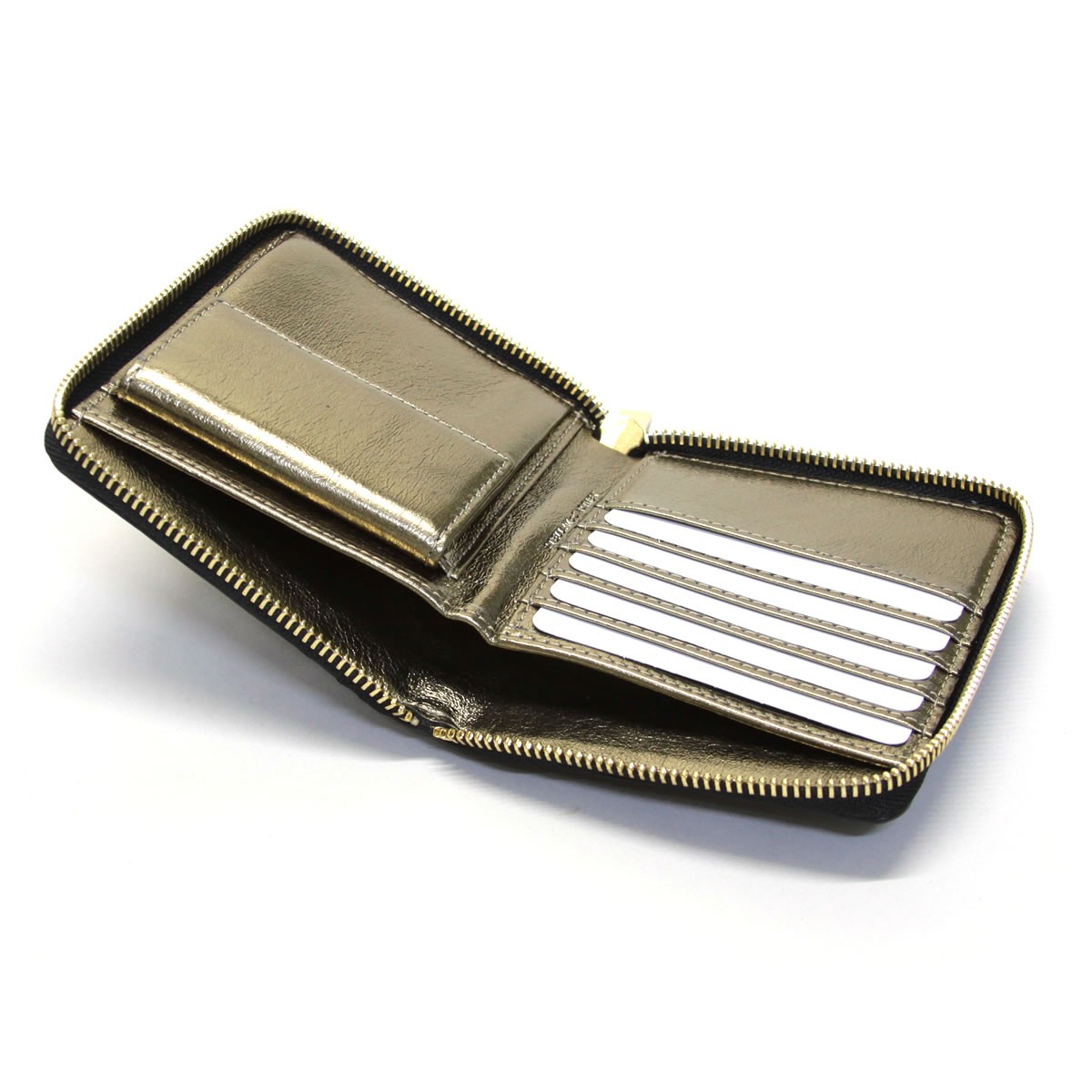 ステラマッカートニー STELLA McCARTNEY 431021 W8140 1000 スター 星型パッチワーク ジップ 二つ折り財布 Wallet Gold Stars