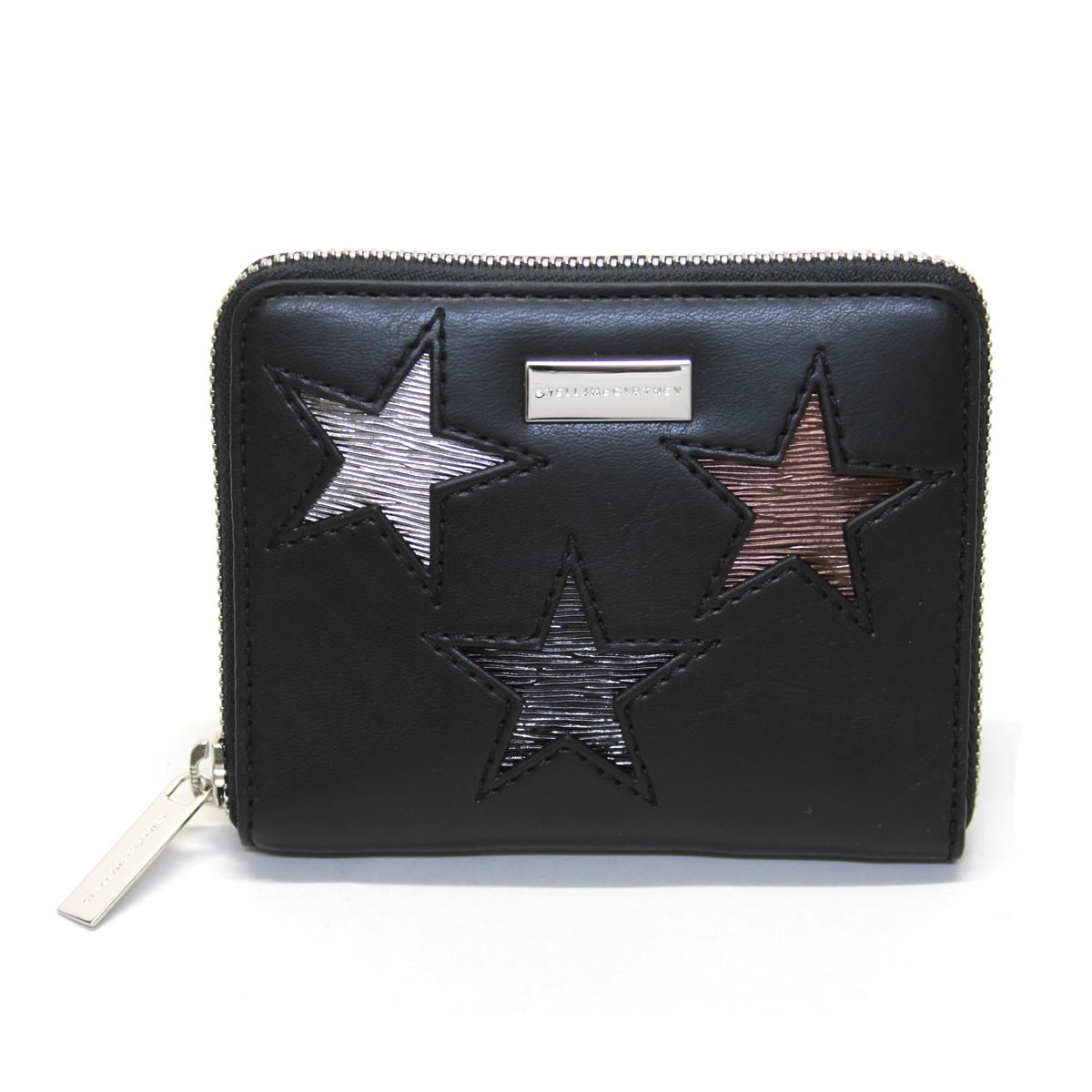 ステラマッカートニー STELLA McCARTNEY 431021 W8141 1000 スター 星型パッチワーク ジップ 二つ折り財布 Wallet Eco Alter Nappa Multicolor Stars