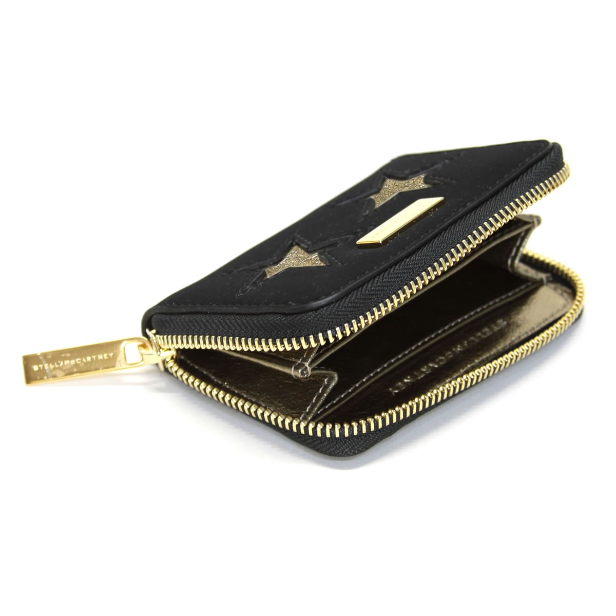ステラマッカートニー STELLA McCARTNEY 431022 W8140 1000 スター 星型パッチワーク ジップ コインケース 小銭入れ Coin Purse Gold Stars