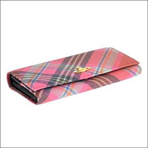 ヴィヴィアン ウエストウッド ≪取り寄せ商品≫ チェック柄 パスケース付 二つ折り長財布 1032V-DERBY/MAC BRICK