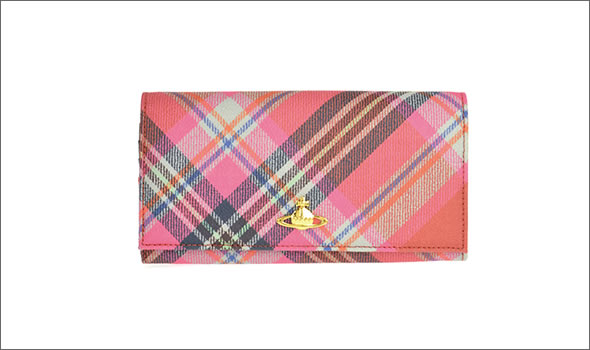 ヴィヴィアン ウエストウッド ≪取り寄せ商品≫ チェック柄 パスケース付 二つ折り長財布 1032V-DERBY/MAC BRICK