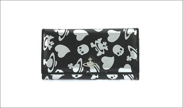 ヴィヴィアン ウエストウッド ≪取り寄せ商品≫ スカル・ハート・ロゴプリント パスケース付 二つ折り長財布 1032V-LOGO PRINT/ARG