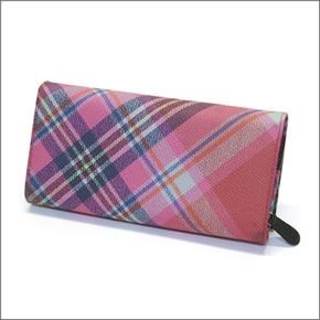 ヴィヴィアン ウエストウッド  ダービー チェック柄 パスケース付 二つ折り長財布 DERBY 1032V30V M53 MAC BRICK