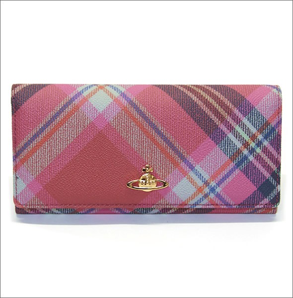 ヴィヴィアン ウエストウッド  ダービー チェック柄 二つ折り長財布 DERBY 2800V67V M53 MAC BRICK