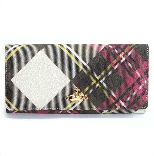 ヴィヴィアン ウエストウッド  ダービー チェック柄 二つ折り長財布 DERBY 2800V67V E31 NEW EXHIBITION