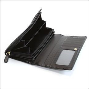 ヴィヴィアン ウエストウッド  リボンモチーフ パテントレザー パスケース付 二つ折り長財布 FIOCCO 1032V30V 100 NERO