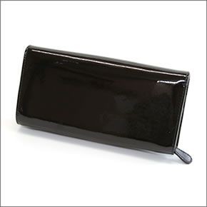 ヴィヴィアン ウエストウッド  リボンモチーフ パテントレザー パスケース付 二つ折り長財布 FIOCCO 1032V30V 100 NERO