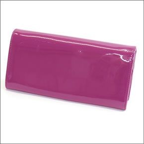 ヴィヴィアン ウエストウッド  リボンモチーフ パテントレザー 二つ折り長財布 FIOCCO 2800V67V 421 FUXIA