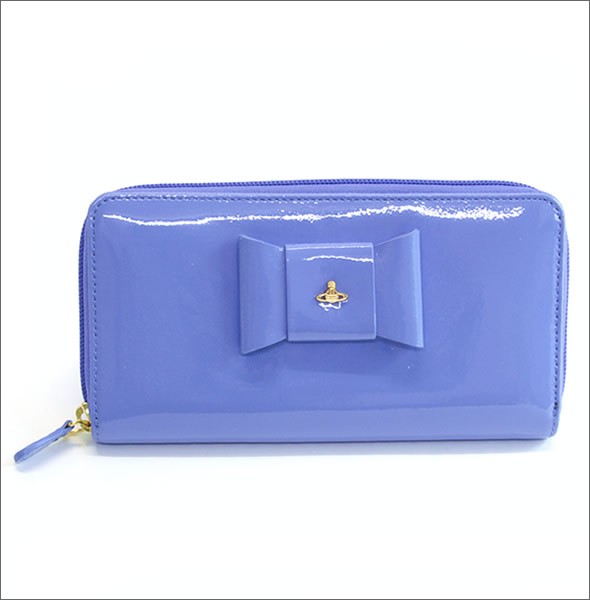 ヴィヴィアン ウエストウッド  リボンモチーフ パテントレザー ラウンドファスナー長財布 FIOCCO 5140V126V 769 ACQUA