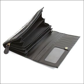 ヴィヴィアン ウエストウッド  クロコ型押し カウレザー パスケース付 二つ折り長財布 NEW CHANCERY 1032V30V 137 BLACK