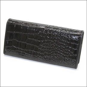 ヴィヴィアン ウエストウッド  クロコ型押し カウレザー 二つ折り長財布 NEW CHANCERY 2800V67VA 137 BLACK
