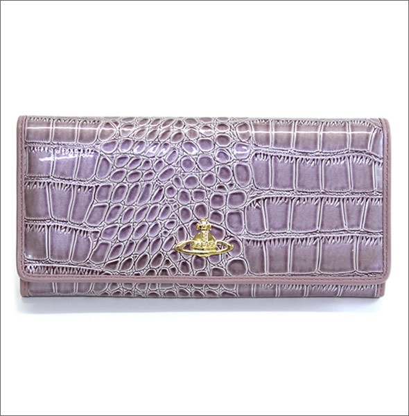 ヴィヴィアン ウエストウッド  クロコ型押し カウレザー 二つ折り長財布 NEW CHANCERY 2800V67VA L41 LAVANDA