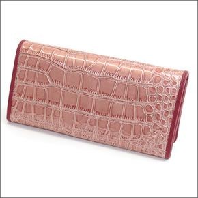 ヴィヴィアン ウエストウッド  クロコ型押し カウレザー 二つ折り長財布 NEW CHANCERY 2800V67VA 468 SALMONE