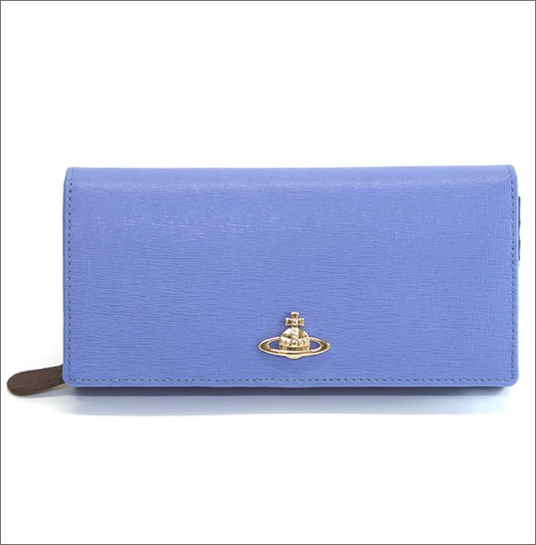 ヴィヴィアン ウエストウッド  サフィアーノレザー パスケース付 二つ折り長財布 SAFFIANO 1032V30V 418 GLICINE