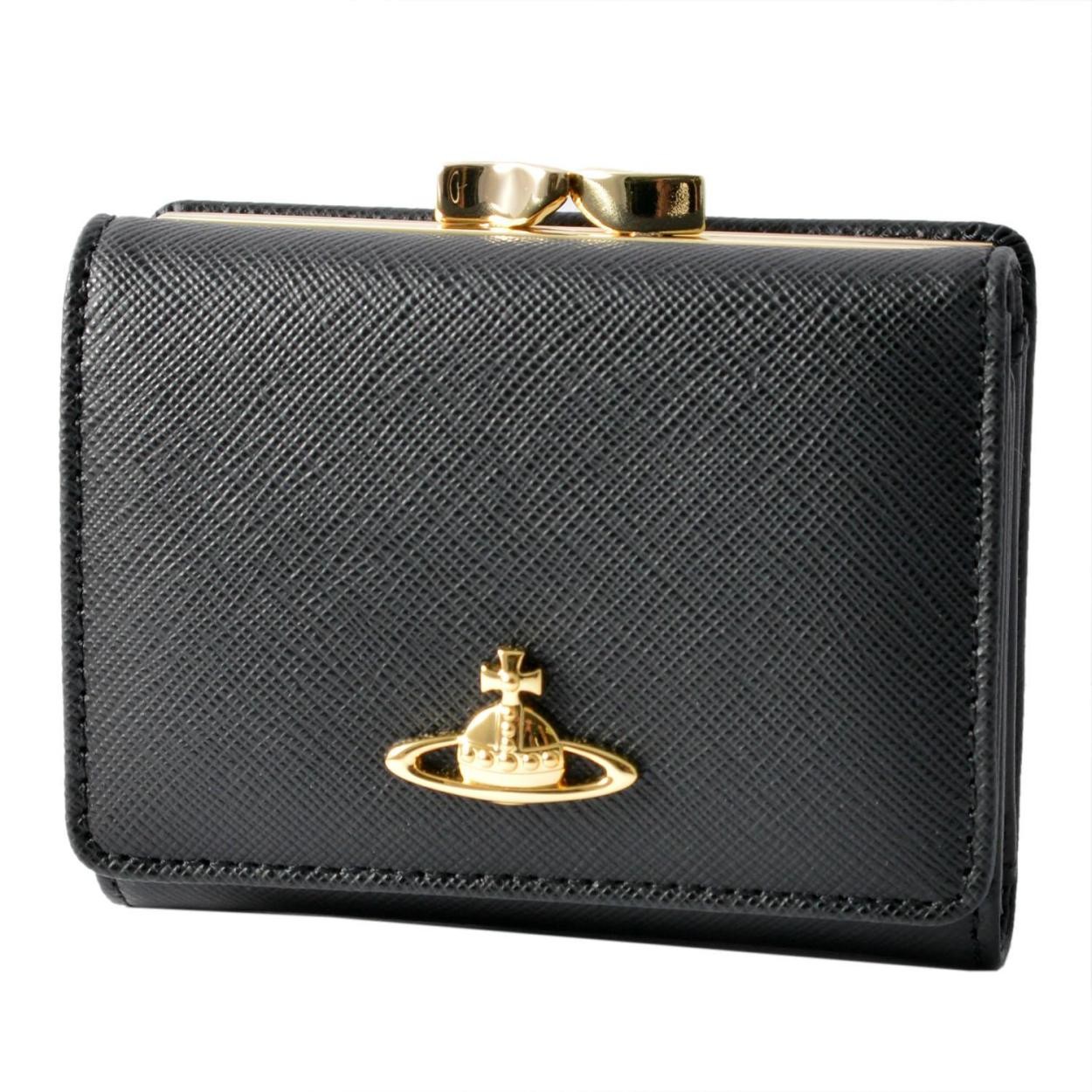 ヴィヴィアン ウエストウッド Vivienne WestWood P.FOGLIO 1311V SAFFIANO BLACK ガマ口 三つ折り財布