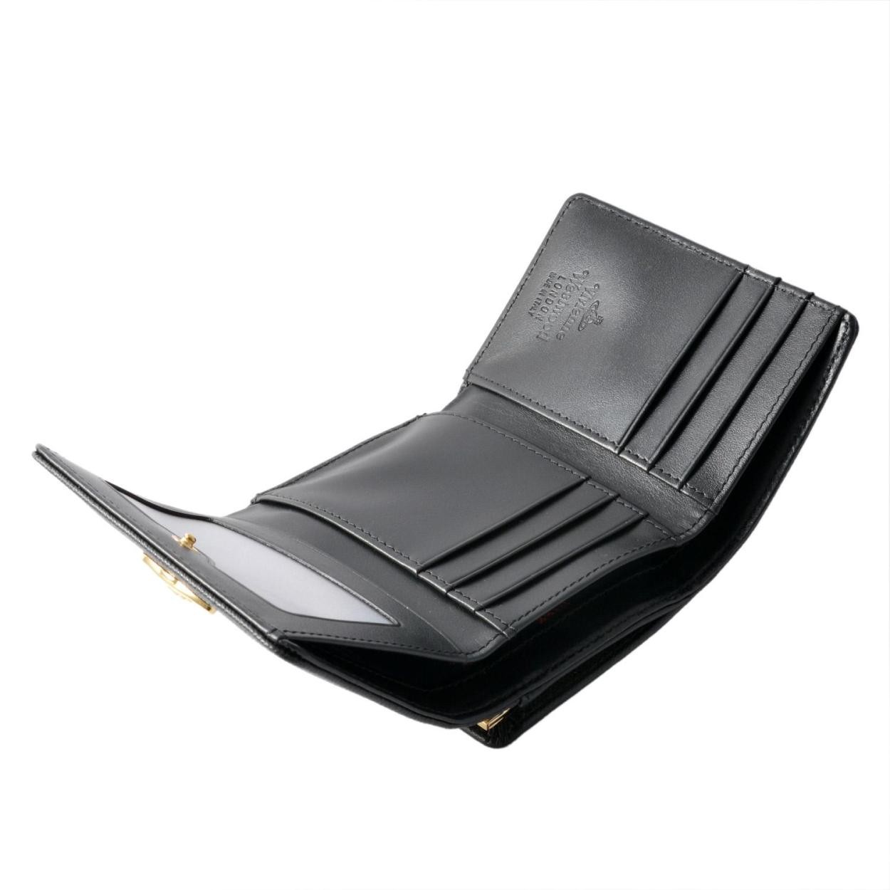 ヴィヴィアン ウエストウッド Vivienne WestWood P.FOGLIO 1311V SAFFIANO BLACK ガマ口 三つ折り財布