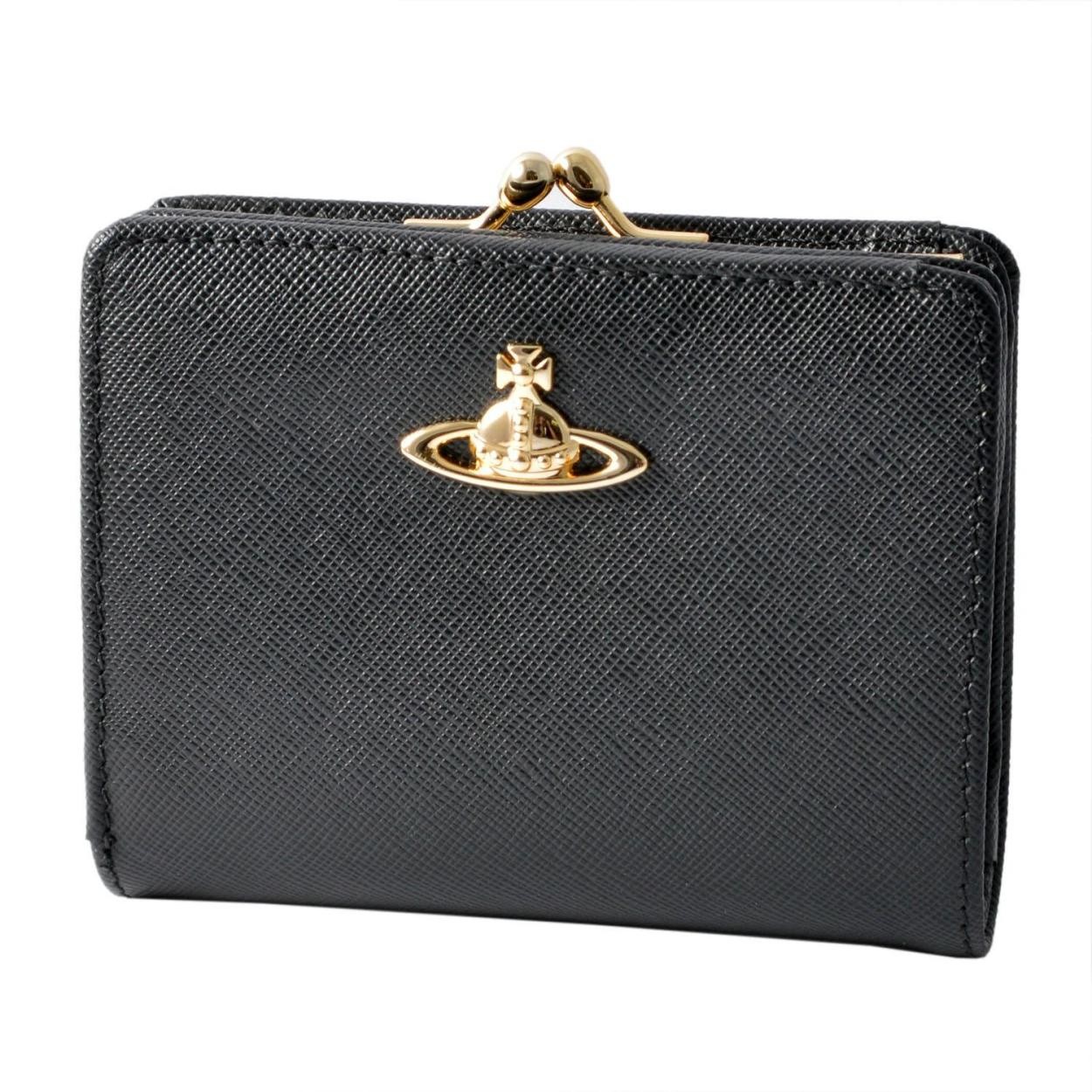 ヴィヴィアン ウエストウッド Vivienne WestWood OPIO 32.1284  SAFFIANO BLACK ガマ口 三つ折り財布