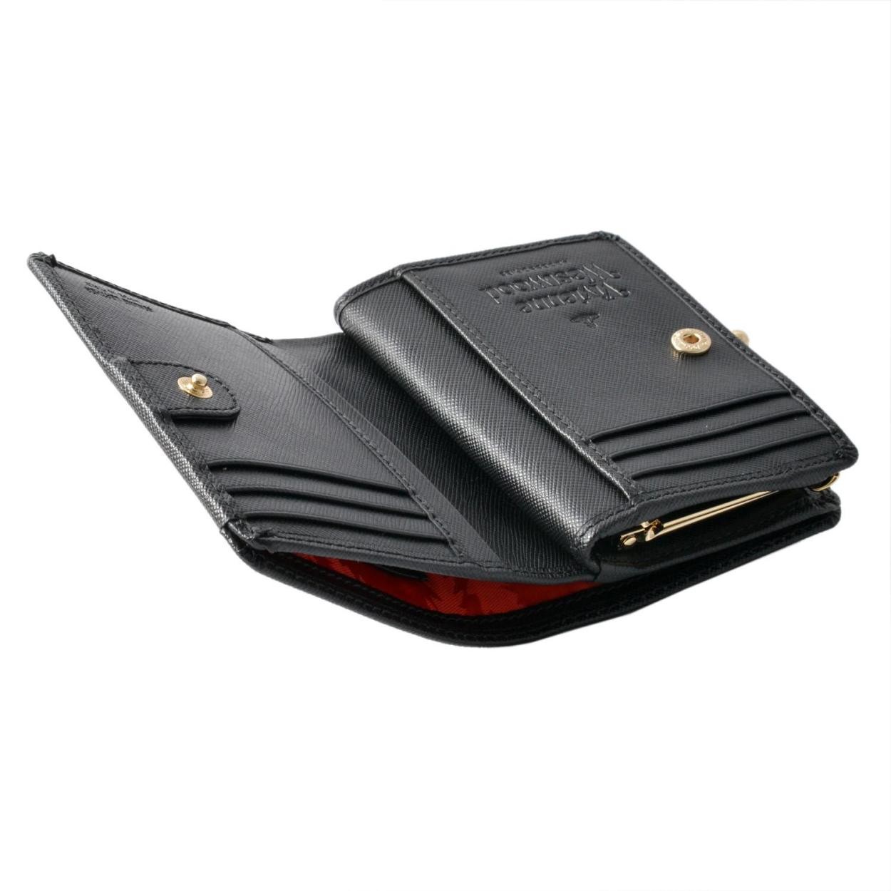 ヴィヴィアン ウエストウッド Vivienne WestWood OPIO 32.1284  SAFFIANO BLACK ガマ口 三つ折り財布