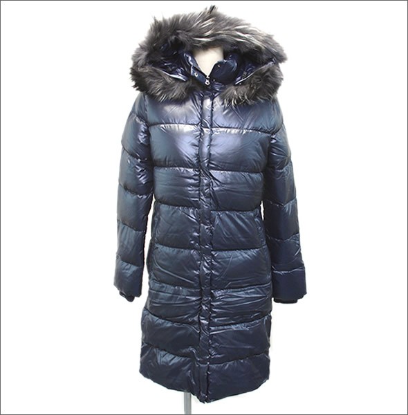 デュベティカ 152-D.043.01/1257.R-MFG DENEB 770 BLU NAVY ≪2015AW≫デネブ レディス ラクーン・ファー フード付 ロング丈 ダウンコート グースダウン