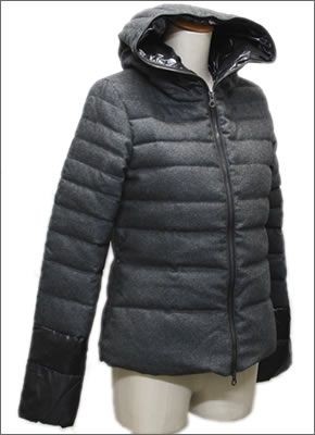 デュベティカ 152-D.4240.00/1172 FIMBRETHIL 191923 NATTE C ≪2015AW≫フィンブレーシル レディス ウール×ナイロン 切り替え袖  フード付 フルジップ ショート丈 ダウンジャケット グースダウン