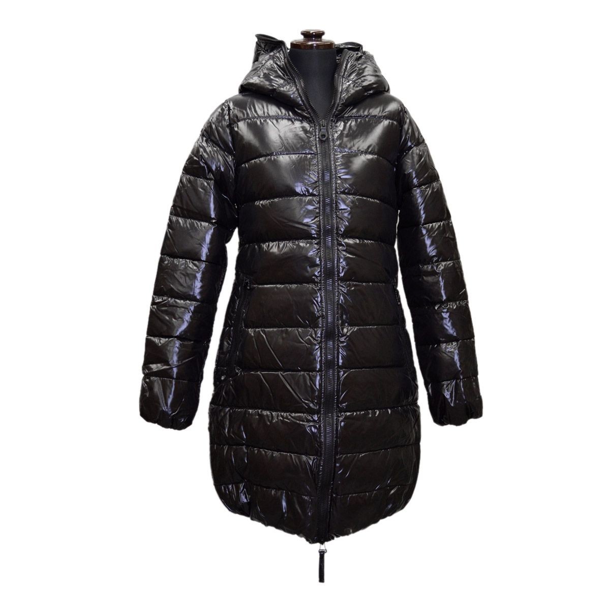 デュベティカ DUVETICA ACE 999 ALL-ALLBLACK 162-D114000/1035R  ≪2016AW≫アチェ レディス フード付 フルジップ セミロング丈 ダウンコート グースダウン