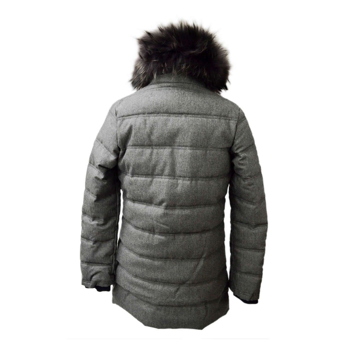 デュベティカ DUVETICA BLODWEN 190500 GRIGIO MEDIO MELANGE 162-D.4790.00/1172-MFG ≪2016AW≫ブロドウェン レディス ミドル丈 ダウンコート ラクーン・ファー付 フランネルウール フルジップ グースダウン