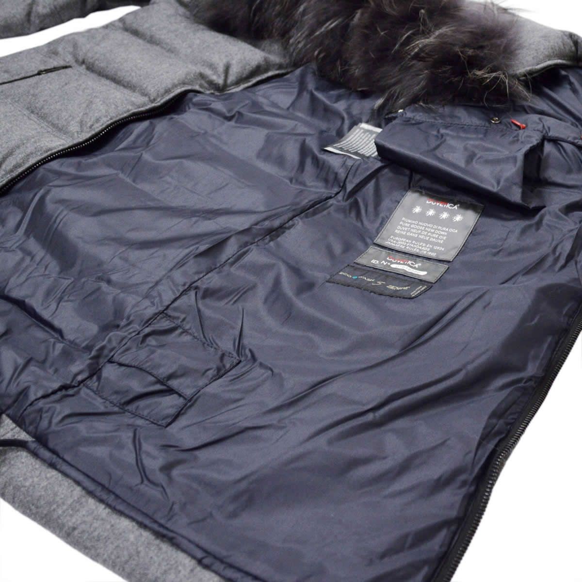 デュベティカ DUVETICA BLODWEN 190500 GRIGIO MEDIO MELANGE 162-D.4790.00/1172-MFG ≪2016AW≫ブロドウェン レディス ミドル丈 ダウンコート ラクーン・ファー付 フランネルウール フルジップ グースダウン