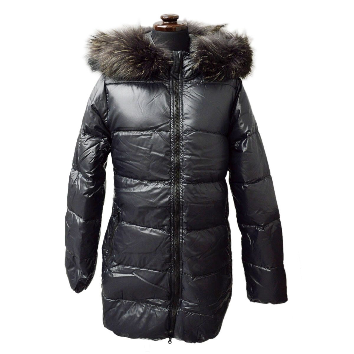 デュベティカ DUVETICA KAPPADUE 999 ALL-ALLBLACK 162-D.037.00/1257.R-MFG ≪2016AW≫カッパドゥエ レディス ミドル丈 ダウンコート ラクーン・ファー フード付 グースダウン