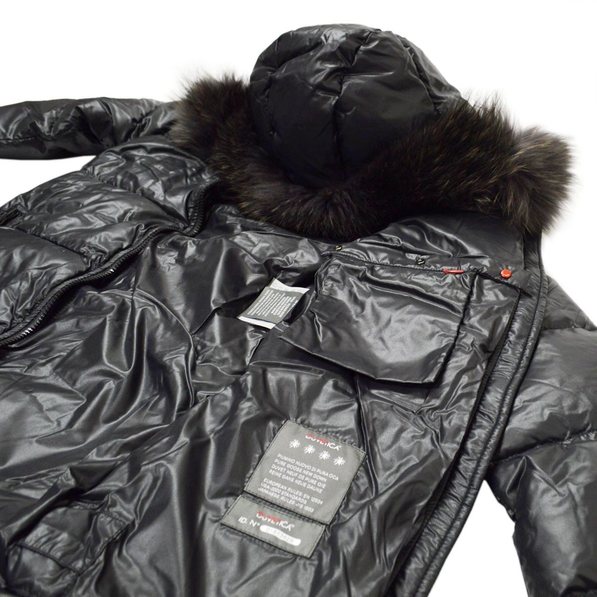 デュベティカ DUVETICA KAPPADUE 999 ALL-ALLBLACK 162-D.037.00/1257.R-MFG ≪2016AW≫カッパドゥエ レディス ミドル丈 ダウンコート ラクーン・ファー フード付 グースダウン