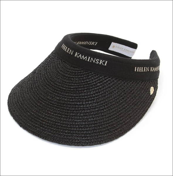 ヘレンカミンスキー Bianca/Charcoal/Black Logo ビアンカ UPF50+ クリップ サンバイザー ラフィア製ハット レディス帽子
